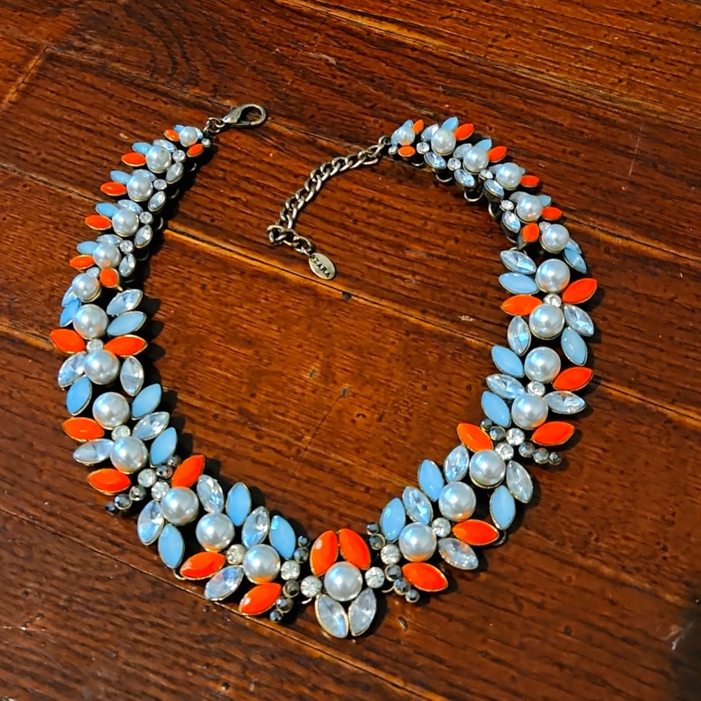 Zara Chunky Crystal & Glass Collar Necklace
